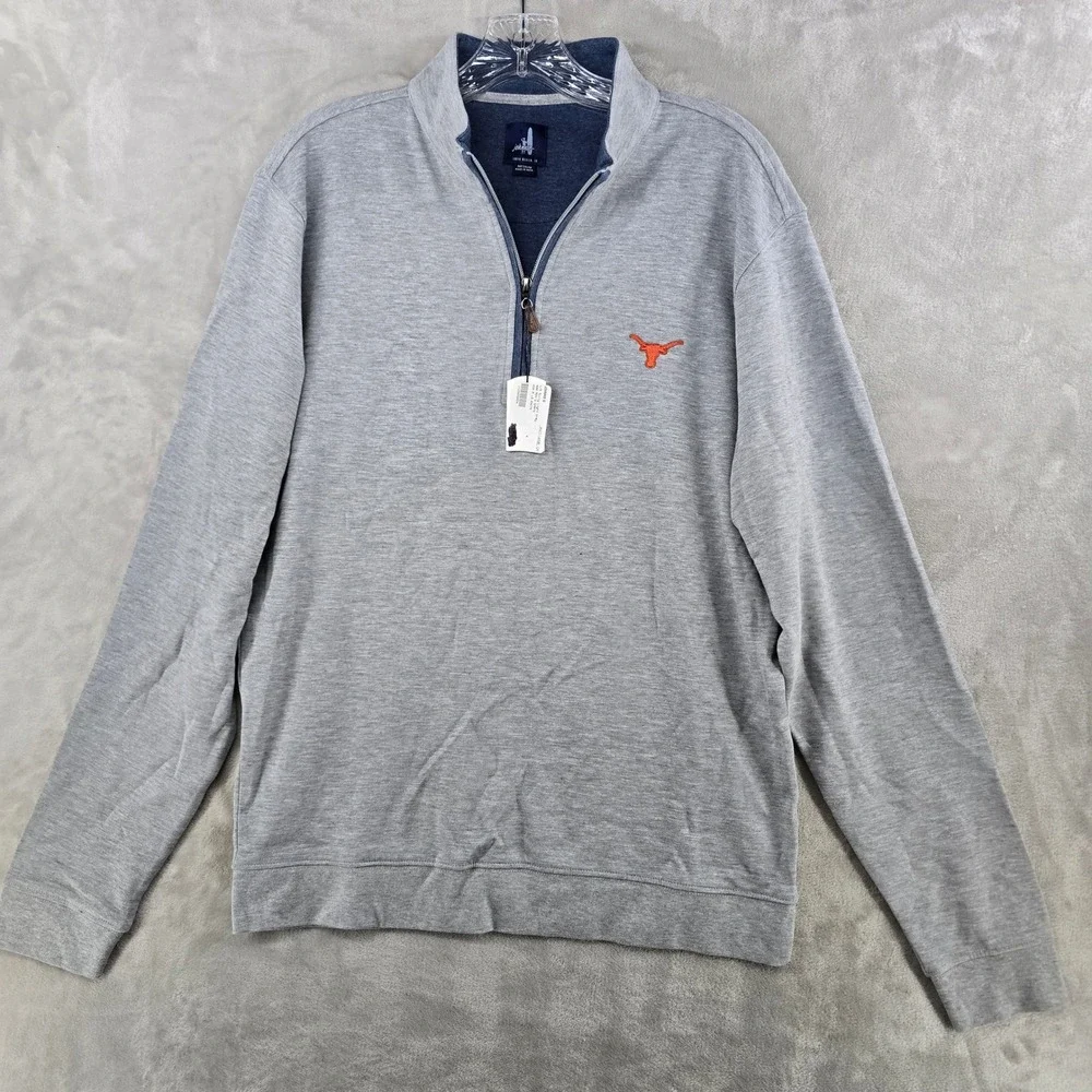 UT texas Longhorn johnnie-O Sully Light Grey Quarter Zip Pullover Mens Medium